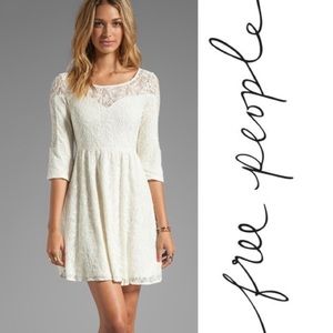 Free People Shake It Up Lace Dress in Cream Size S
